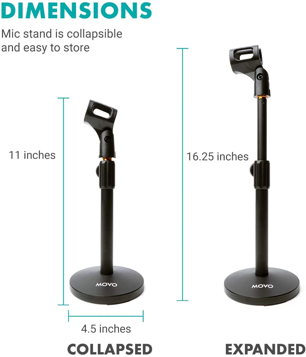 TMC-3 | Adjustable Tabletop Microphone Stand with Clip | Movo - Image 2