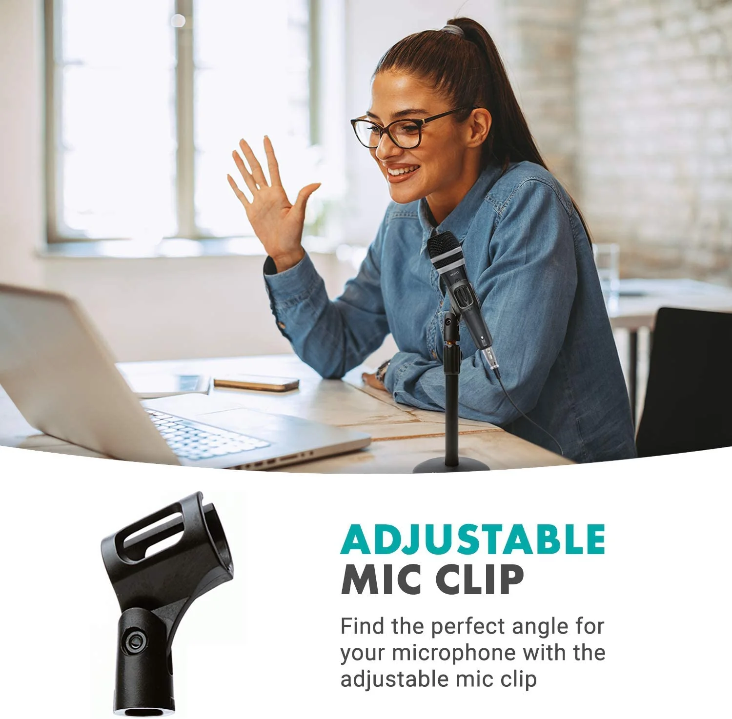TMC-3 | Adjustable Tabletop Microphone Stand with Clip | Movo - Image 3