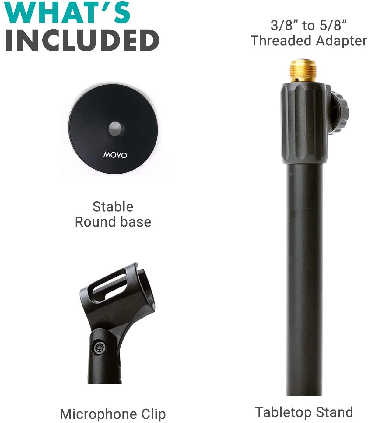 TMC-3 | Adjustable Tabletop Microphone Stand with Clip | Movo - Image 6