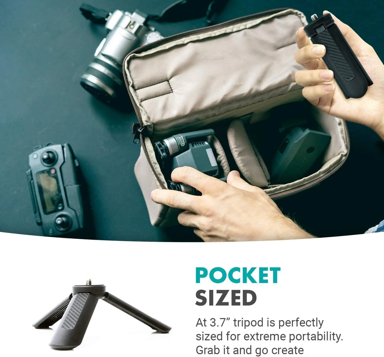 TR-1 | Compact Mini Tabletop Tripod / Hand Grip | Movo - Image 2