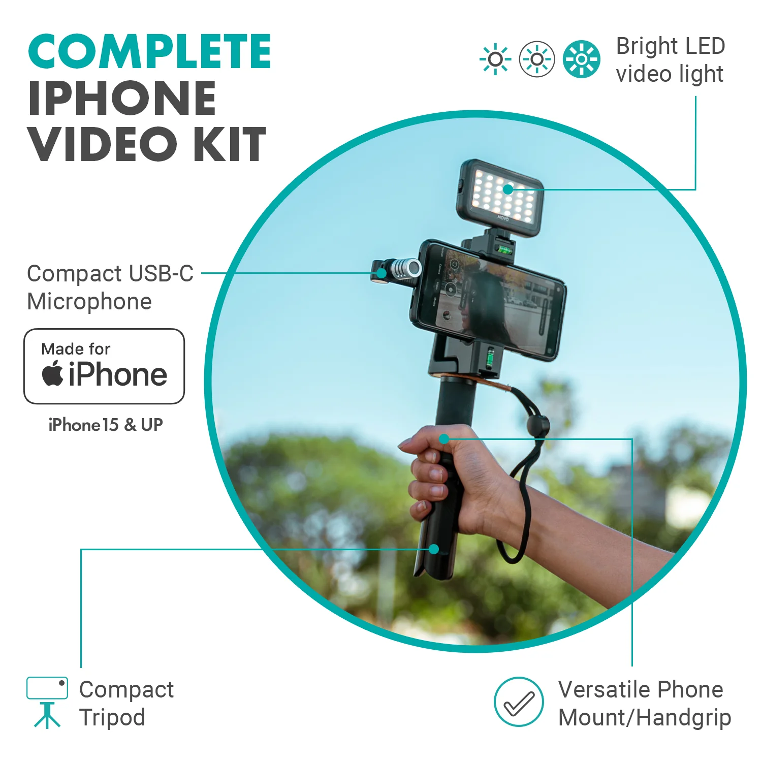 uVlogSK-IP | Vlogging Starter Kit for iPhone15 | Movo - Image 2