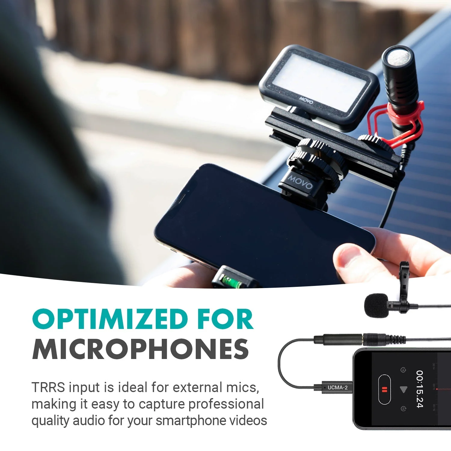 UCMA-2 | 3.5mm TRRS to USB-C Microphone Adapter | Movo - Image 3