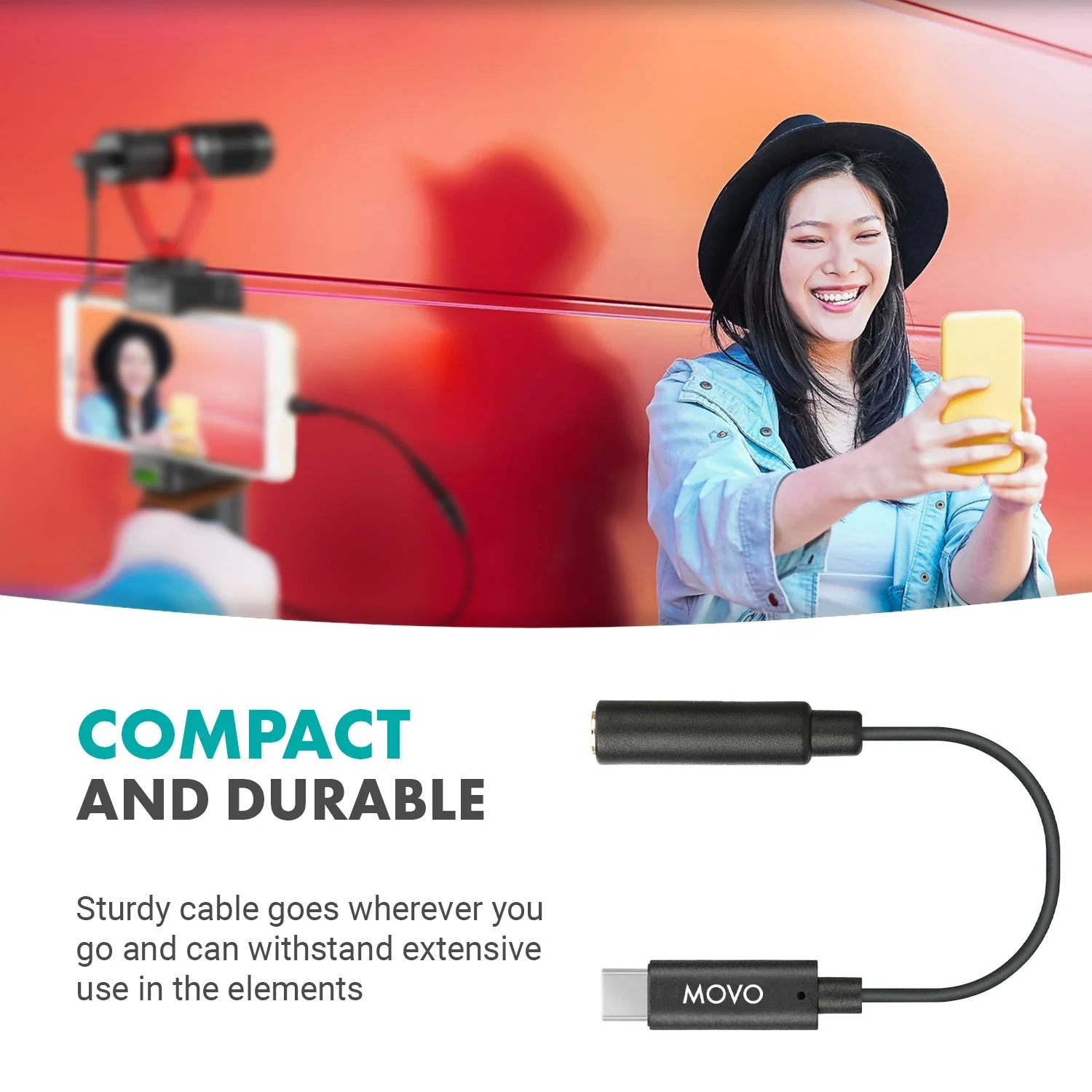 UCMA-2 | 3.5mm TRRS to USB-C Microphone Adapter | Movo - Image 6