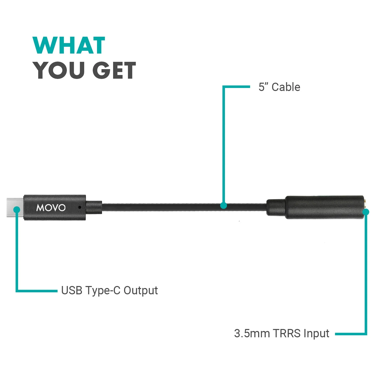 UCMA-2 | 3.5mm TRRS to USB-C Microphone Adapter | Movo - Image 7