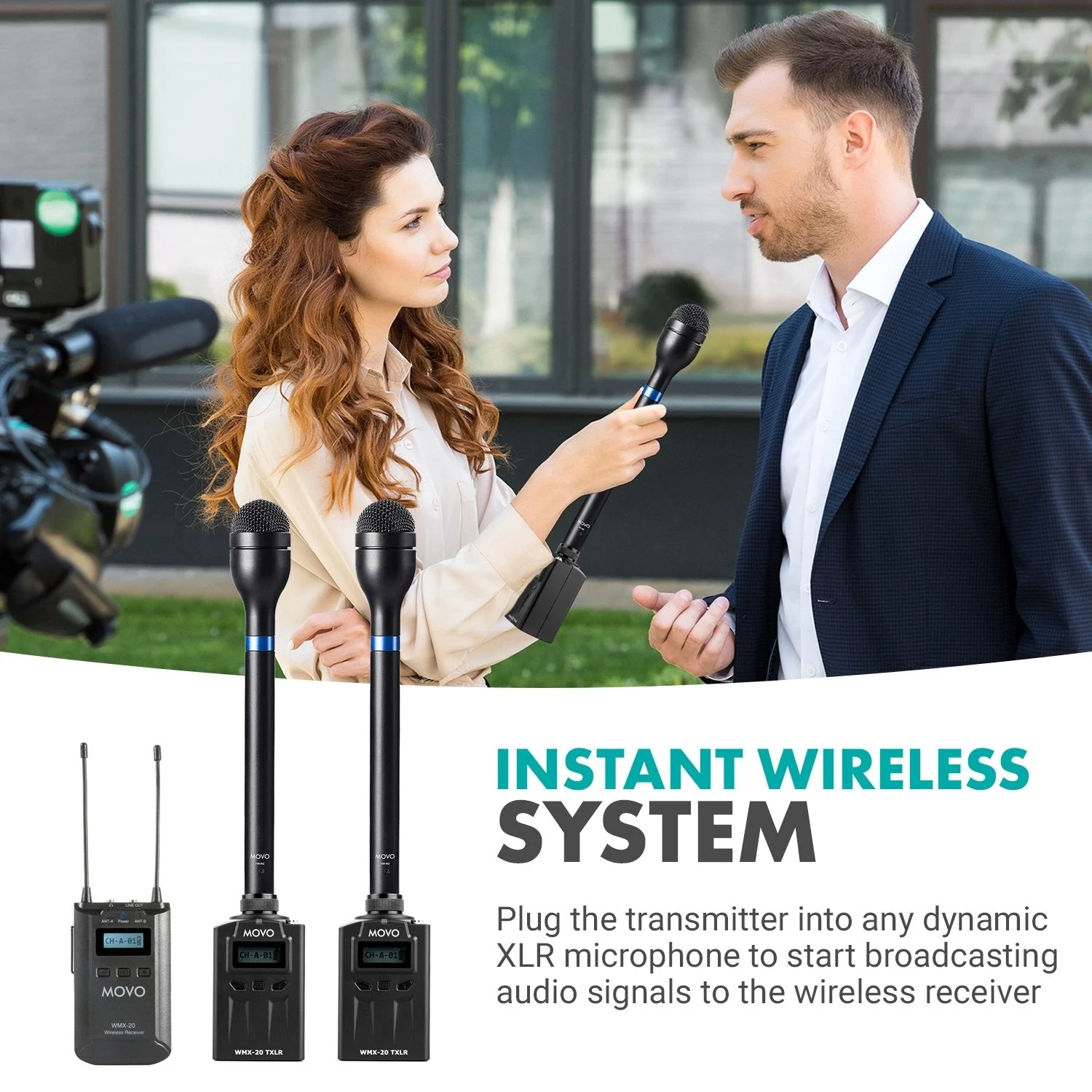 WMX20RX+TXLR+TXLR | UHF Wireless Microphone System | Movo - Image 2
