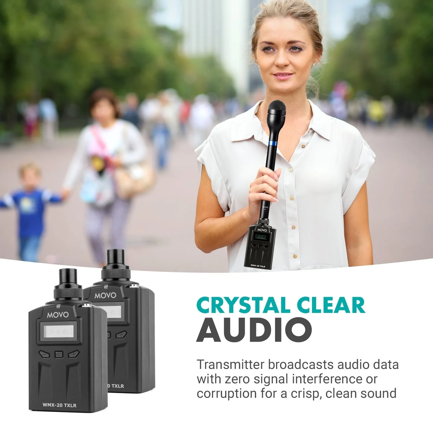 WMX20RX+TXLR+TXLR | UHF Wireless Microphone System | Movo - Image 4