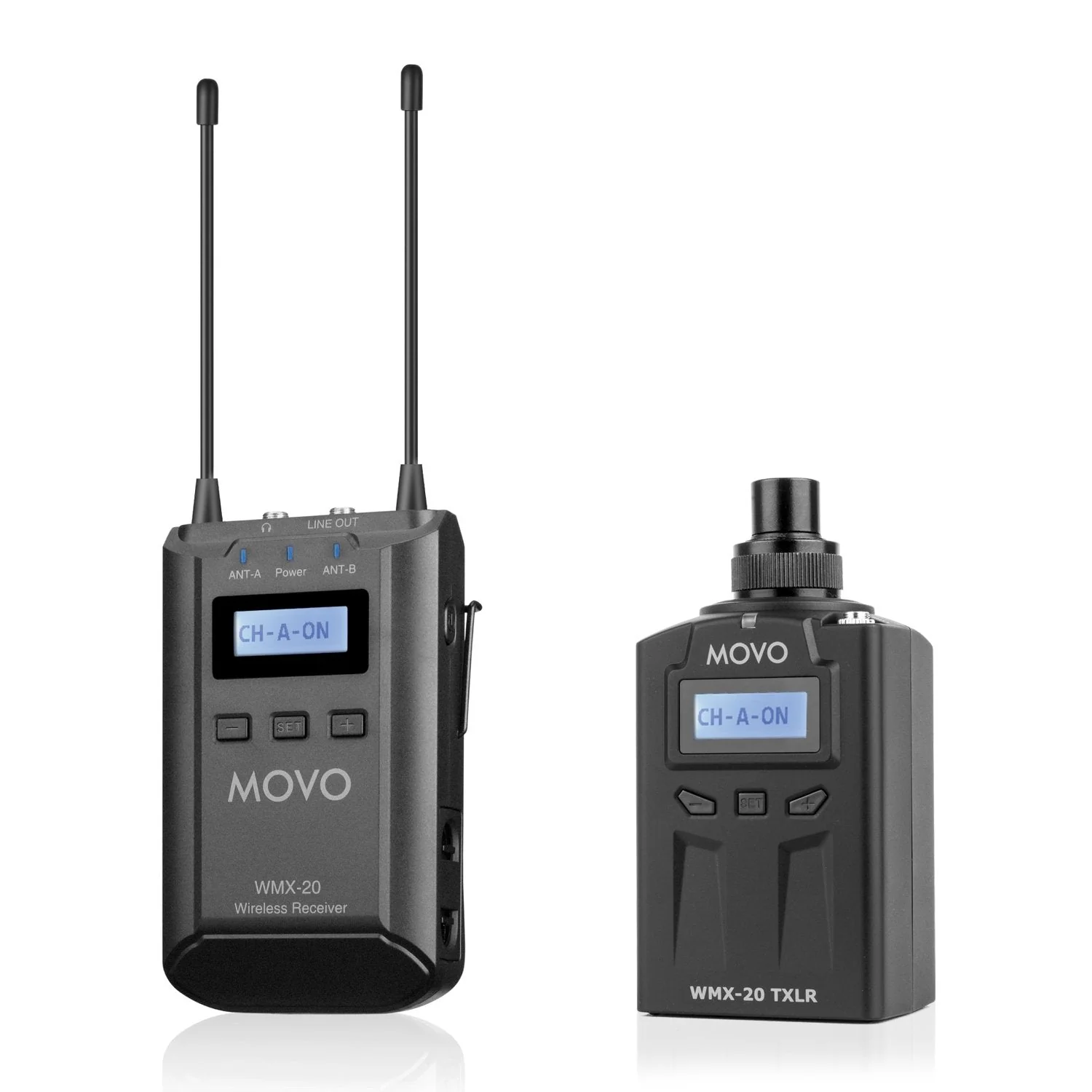 WMX20RX+TXLR | Plug-In Wireless System for XLR Mics | Movo