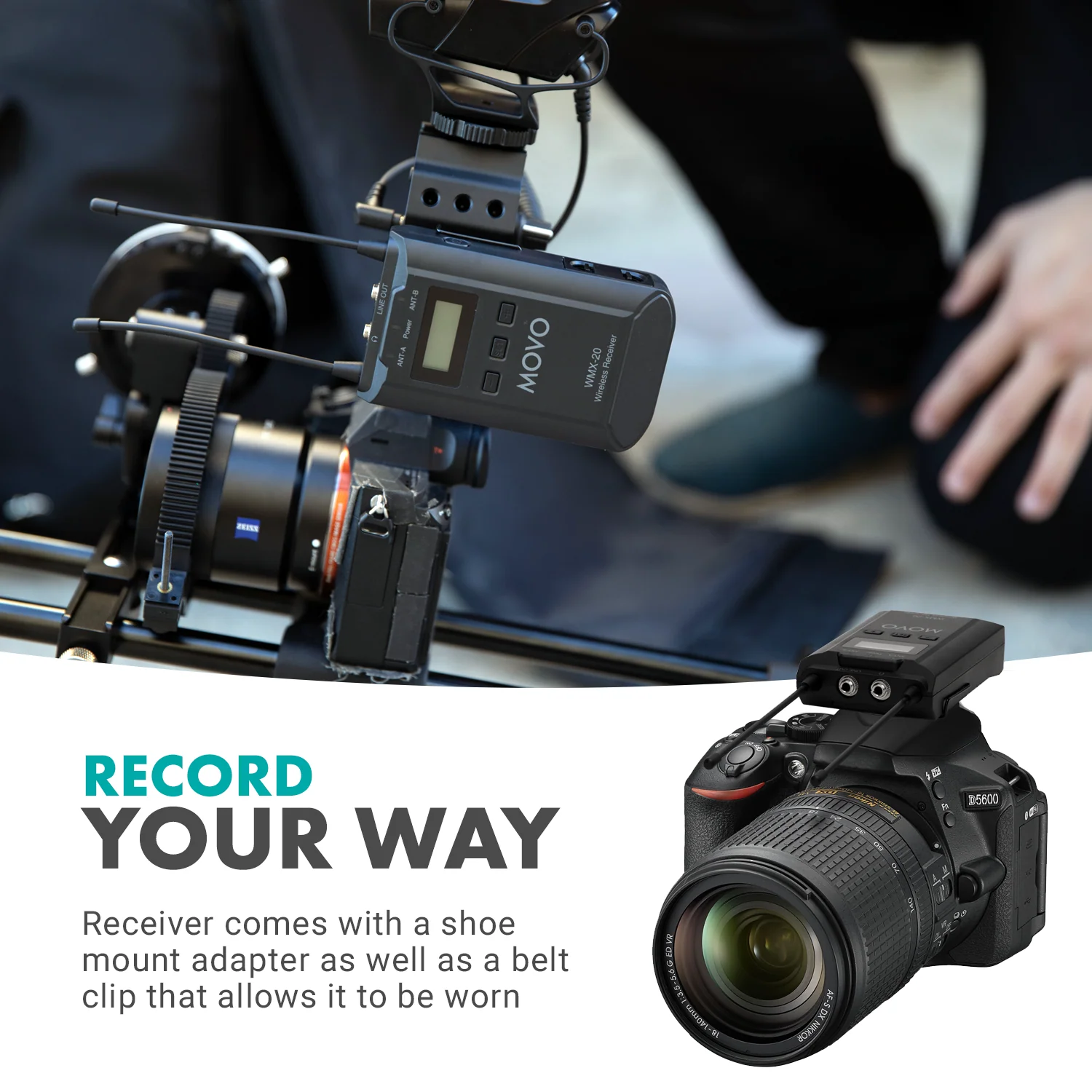 WMX20RX+TH | UHF Wireless System W/ 1x Handheld Mic & Receiver | Movo - Image 6