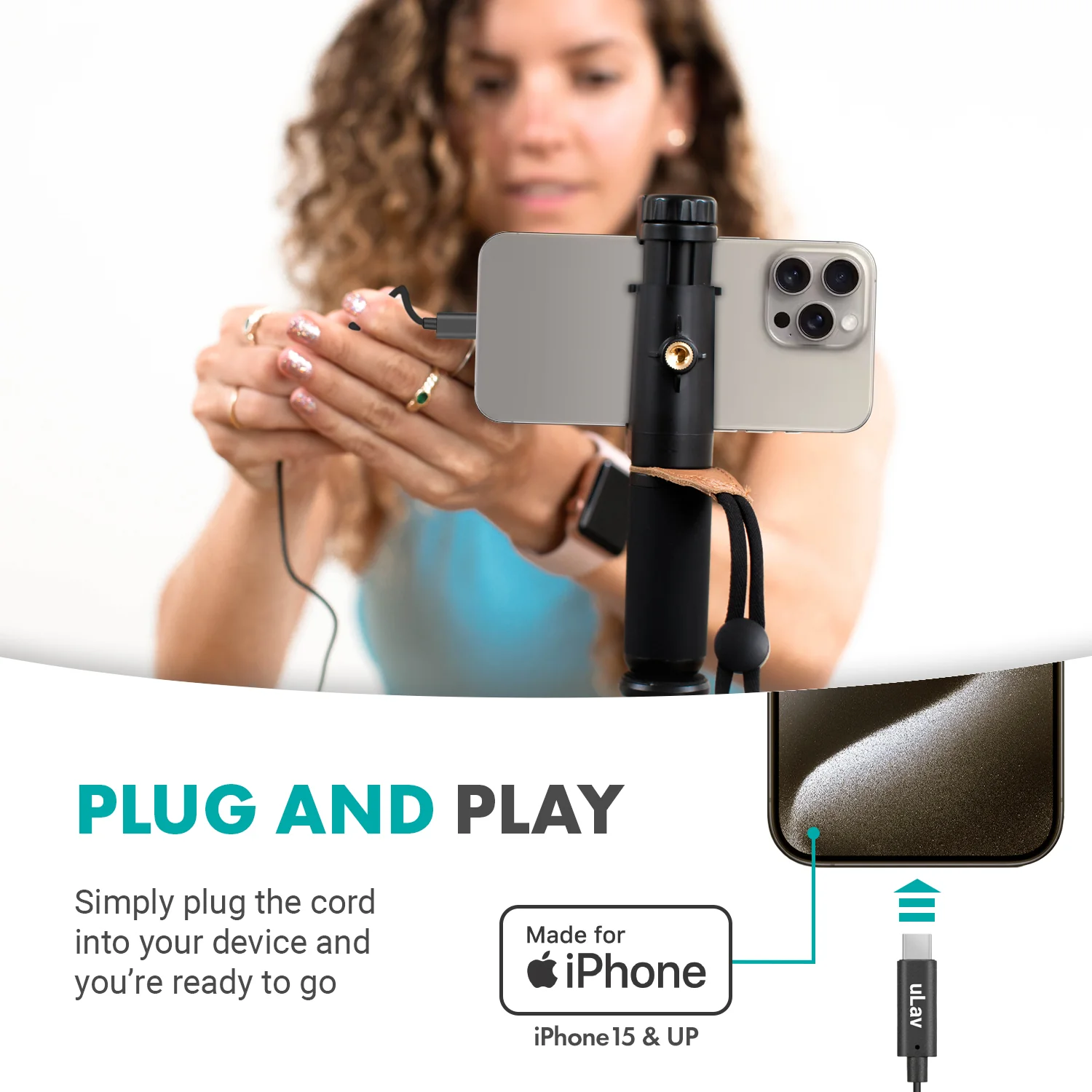 uLav-IP | USB-C Clip-On Microphone for iPhone 15 | Movo - Image 5