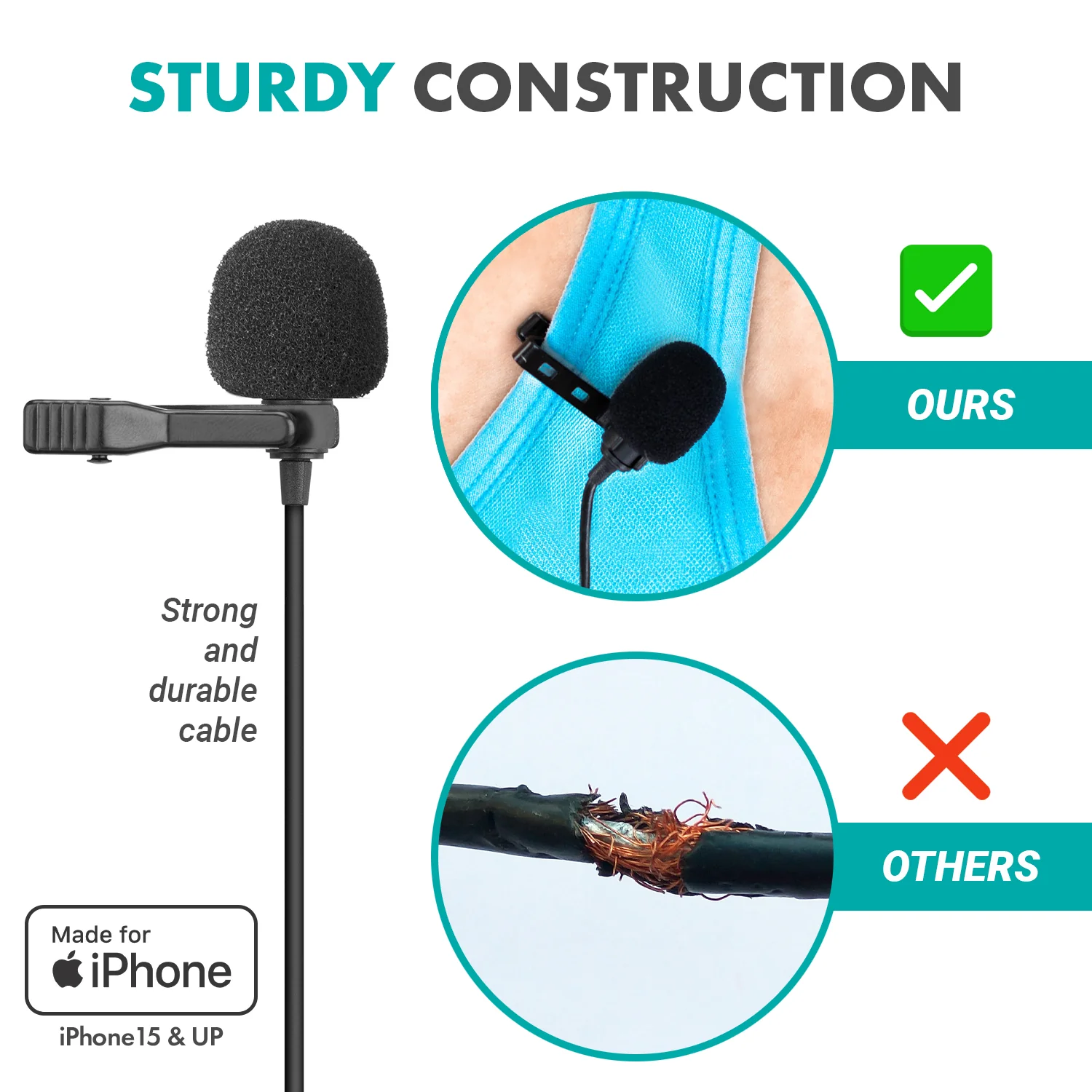 uLav-IP | USB-C Clip-On Microphone for iPhone 15 | Movo - Image 6