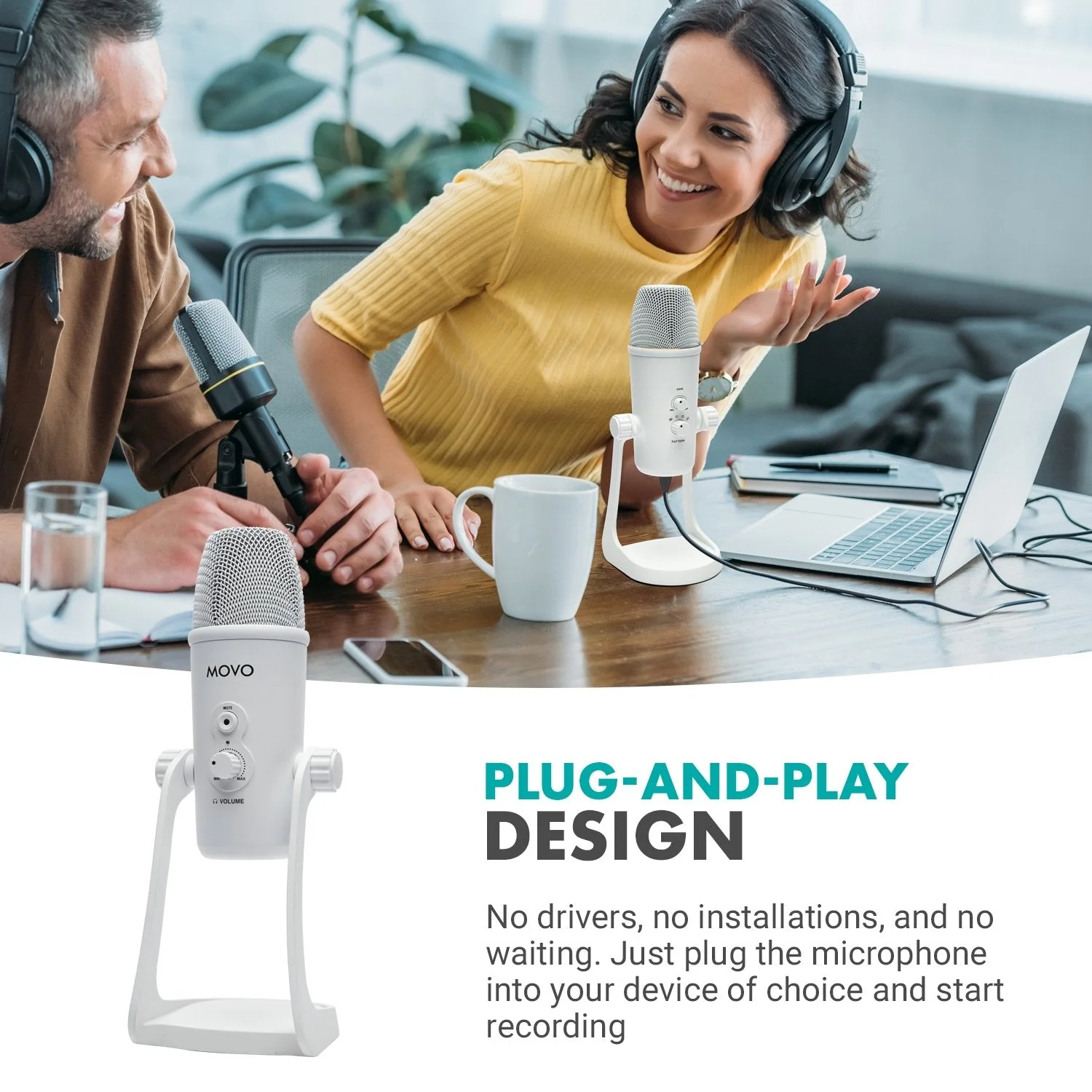 UM700W | White Desktop USB Microphone | Movo - Image 4