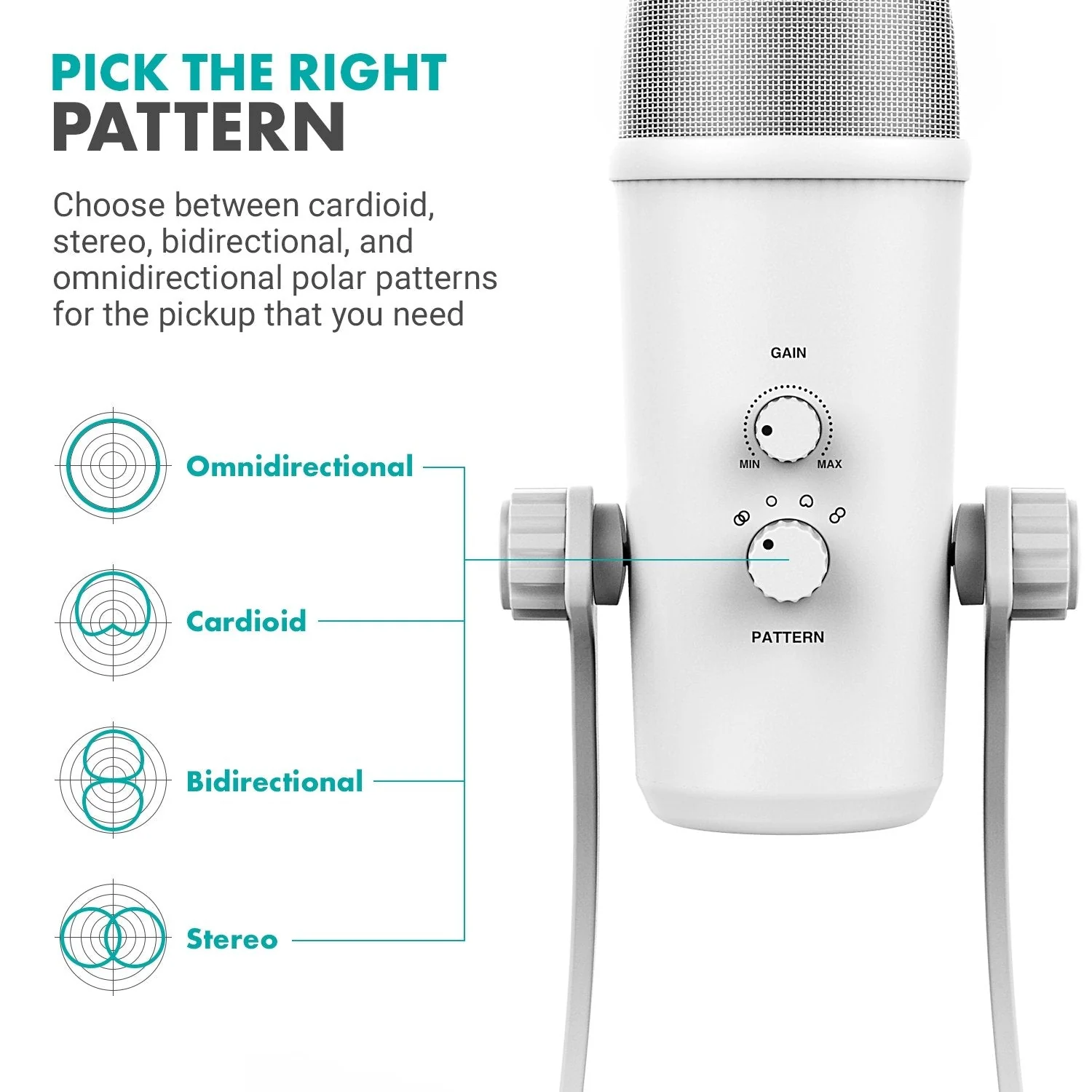 UM700W | White Desktop USB Microphone | Movo - Image 5