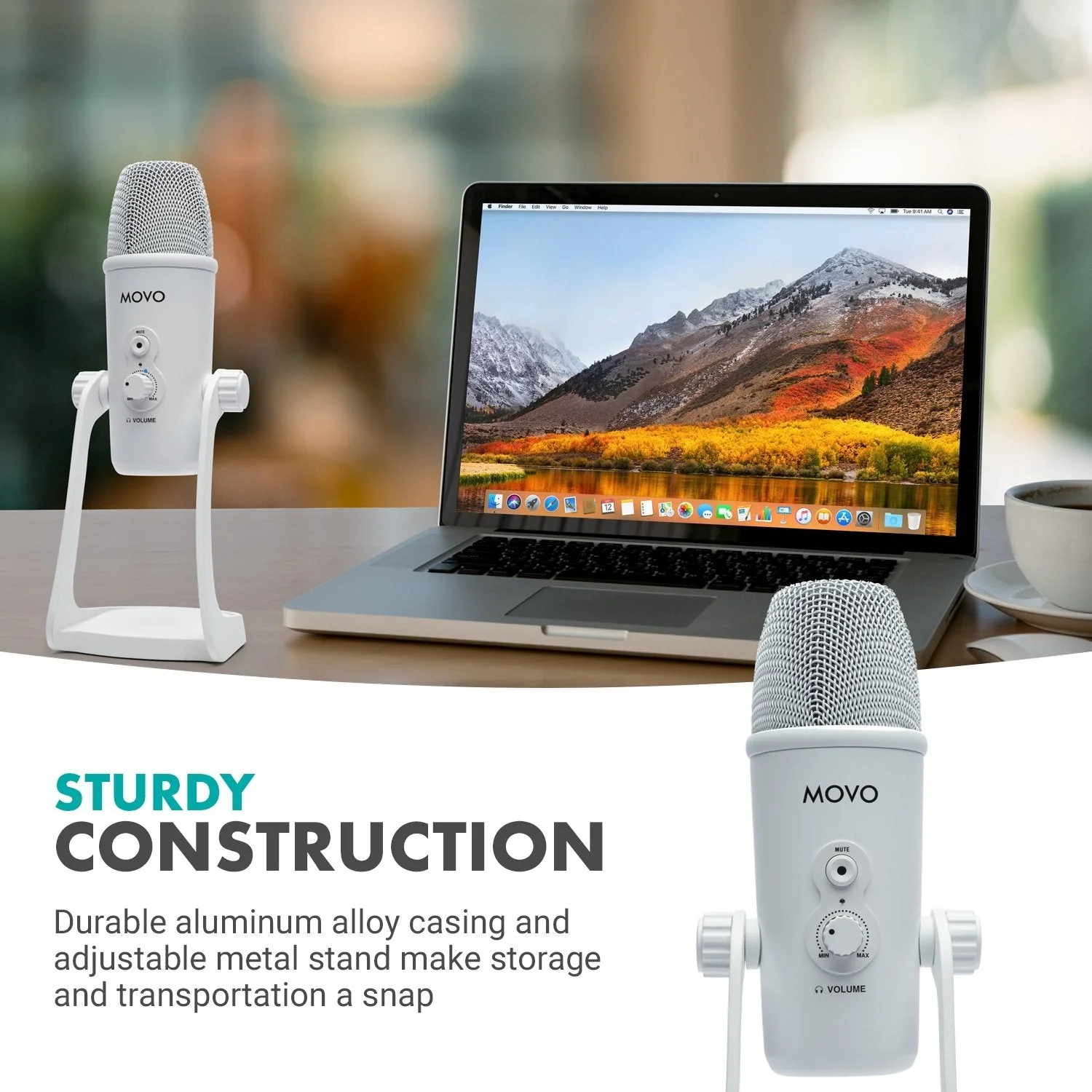 UM700W | White Desktop USB Microphone | Movo - Image 6