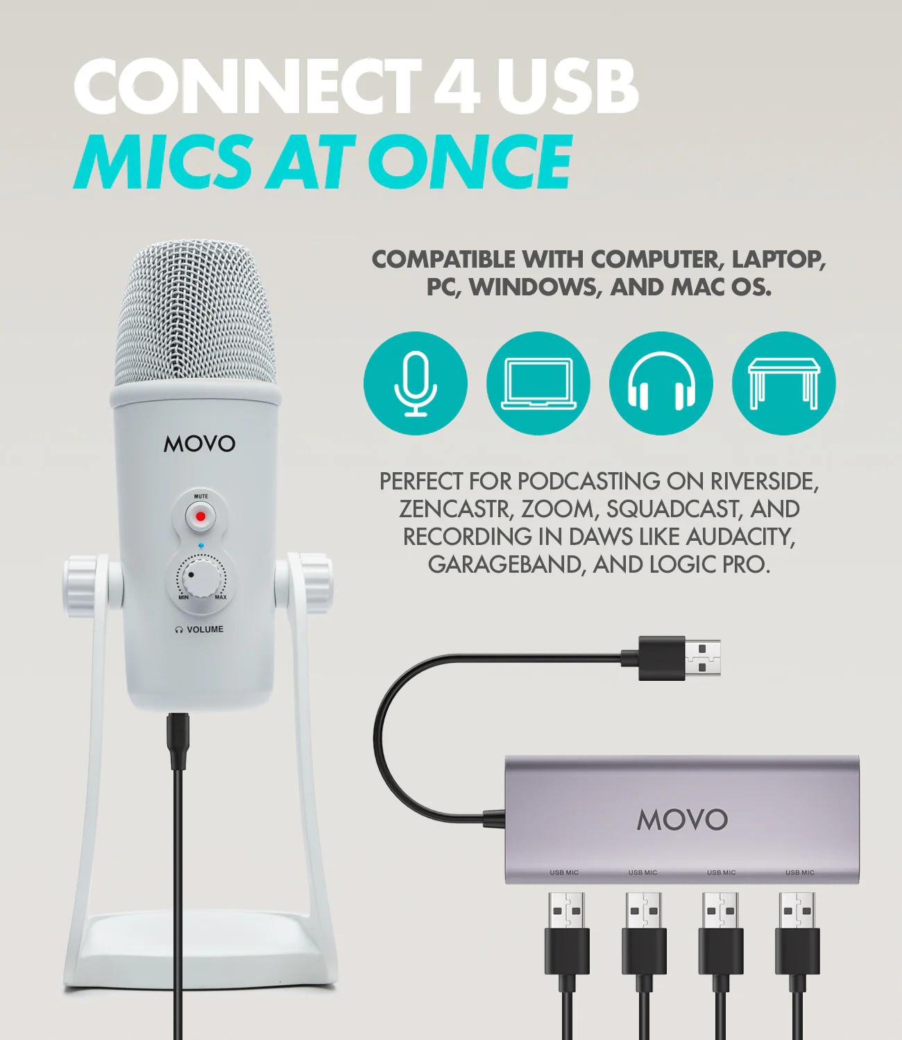 UMX-1+UM700 | USB Podcast Microphone Bundle | Movo - Image 12