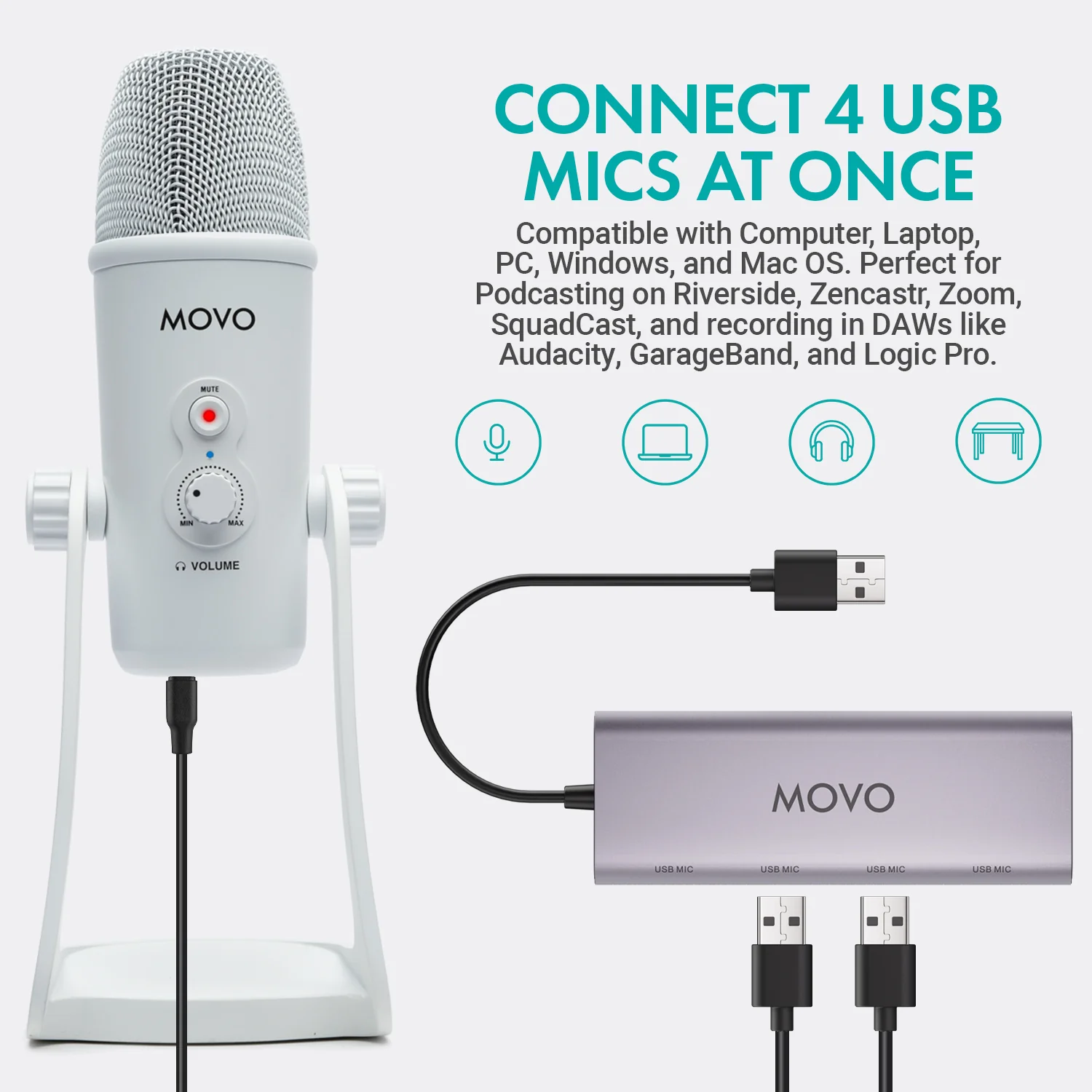 UMX-1+UM700 | USB Podcast Microphone Bundle | Movo - Image 3