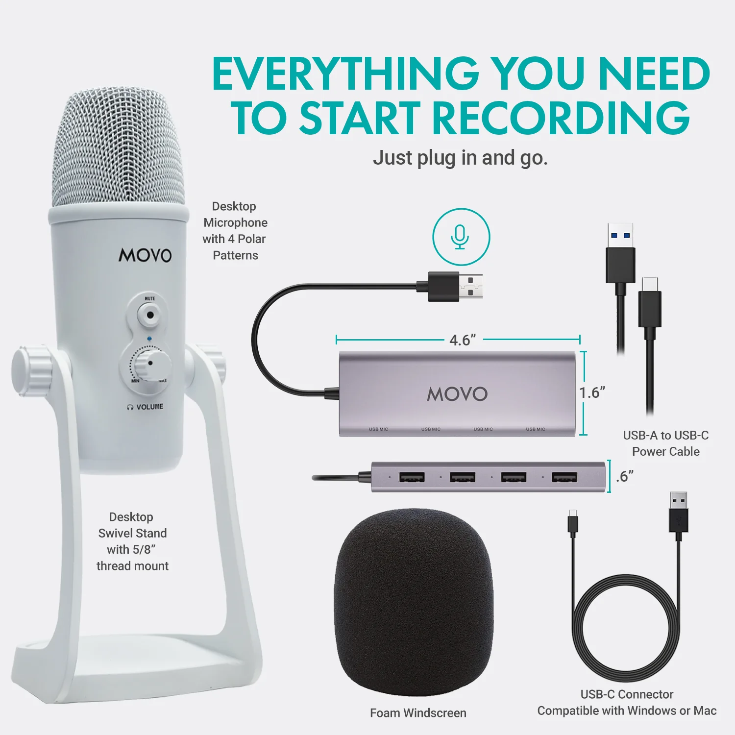 UMX-1+UM700 | USB Podcast Microphone Bundle | Movo - Image 8