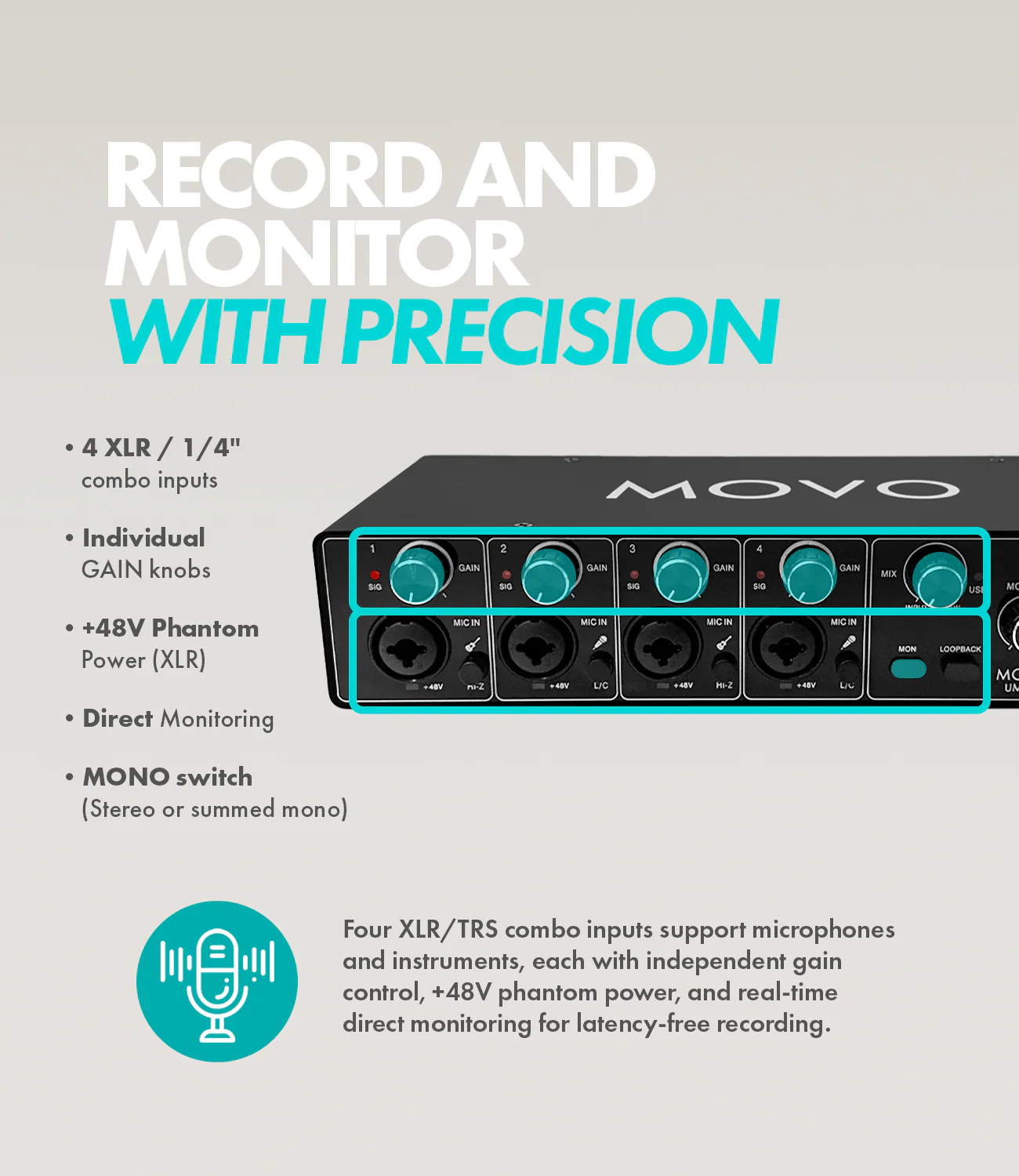 UMX-2 | 4-Channel USB/USB-C Audio Interface | Movo - Image 4