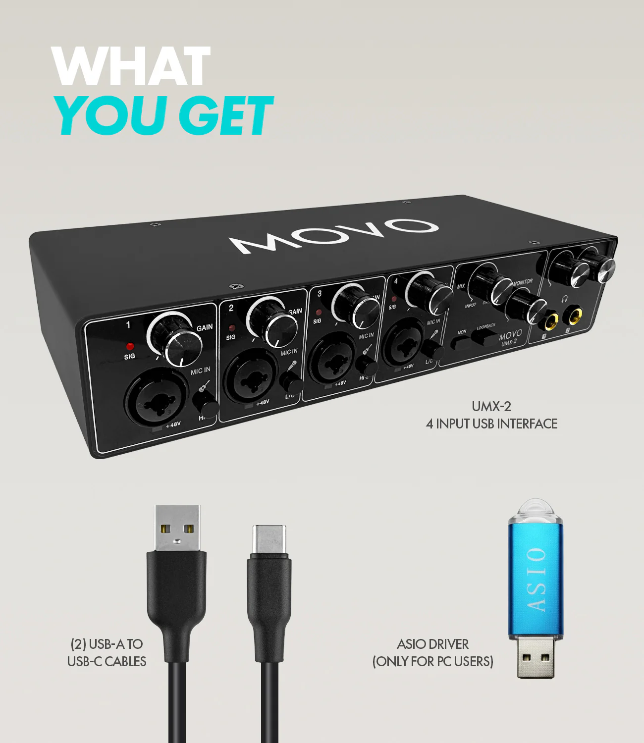 UMX-2 | 4-Channel USB/USB-C Audio Interface | Movo - Image 9