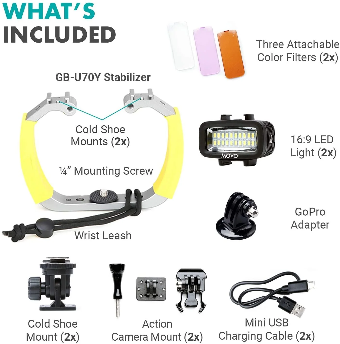 DiveRig3 | Waterproof GoPro Scuba Lights | Movo - Image 2