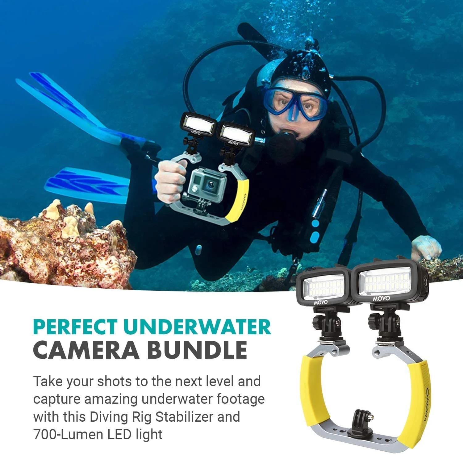 DiveRig3 | Waterproof GoPro Scuba Lights | Movo - Image 6