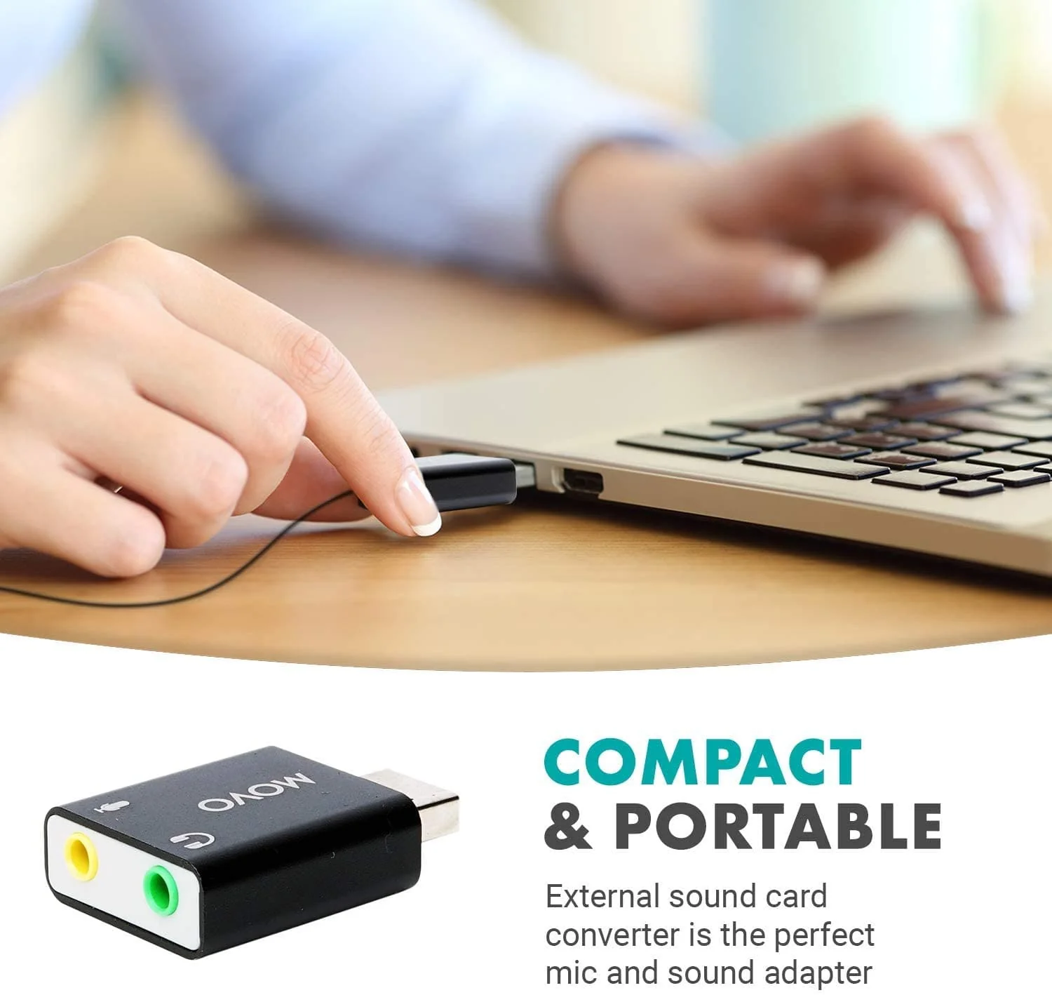 USB-AC | USB Sound Card Adapter for PC & Mac | Movo - Image 5