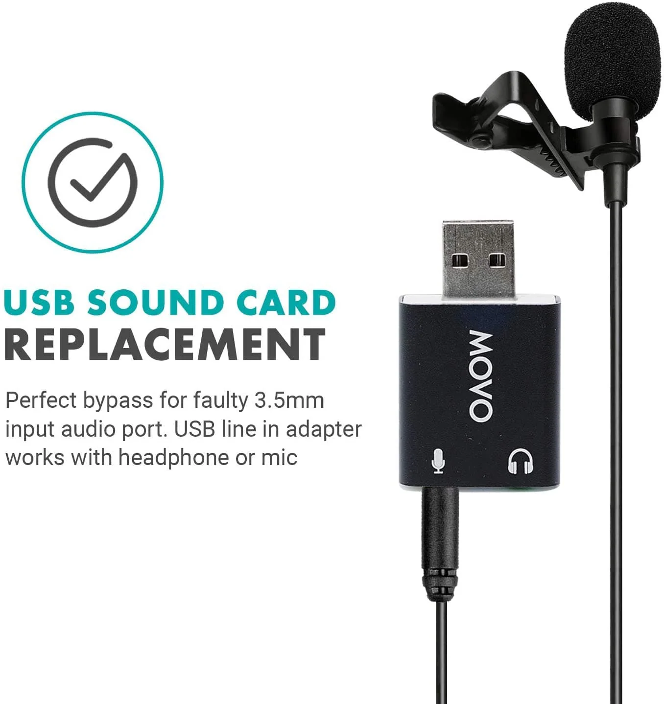 USB-AC | USB Sound Card Adapter for PC & Mac | Movo - Image 6