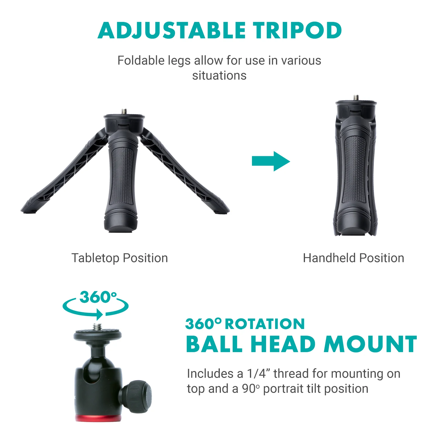 UVlogger+MV-T5-IP | Smartphone Vlogging Kit with Fullsize Tripod | Movo - Image 4