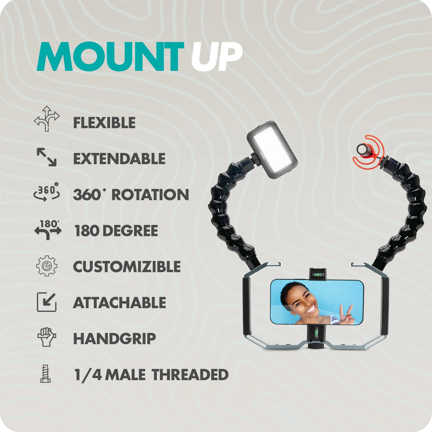 UWA-8 | Flexible Mounting Arm for Underwater Lights | Movo - Image 2