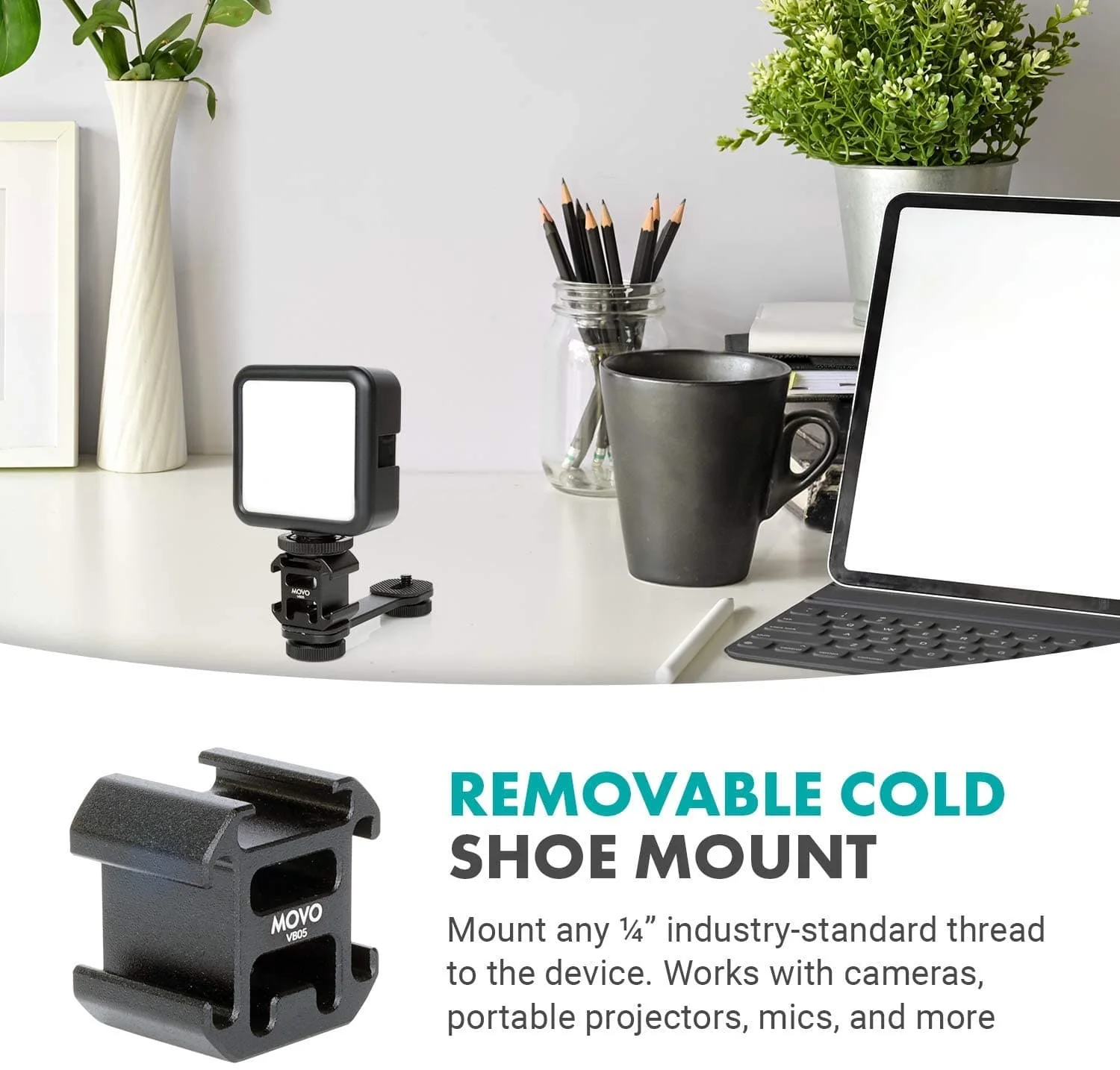 VB05 | Triple Shoe Extension Video Bracket | Movo - Image 3