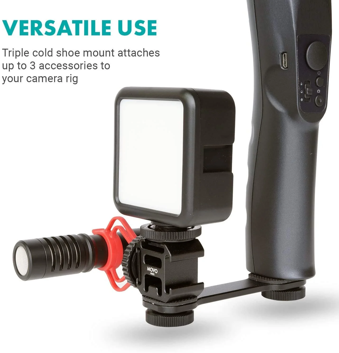 VB05 | Triple Shoe Extension Video Bracket | Movo - Image 4
