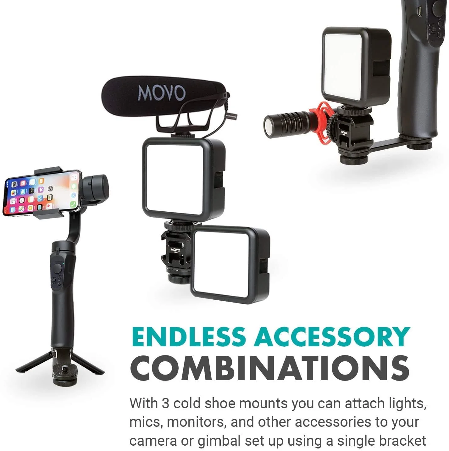 VB05 | Triple Shoe Extension Video Bracket | Movo - Image 6