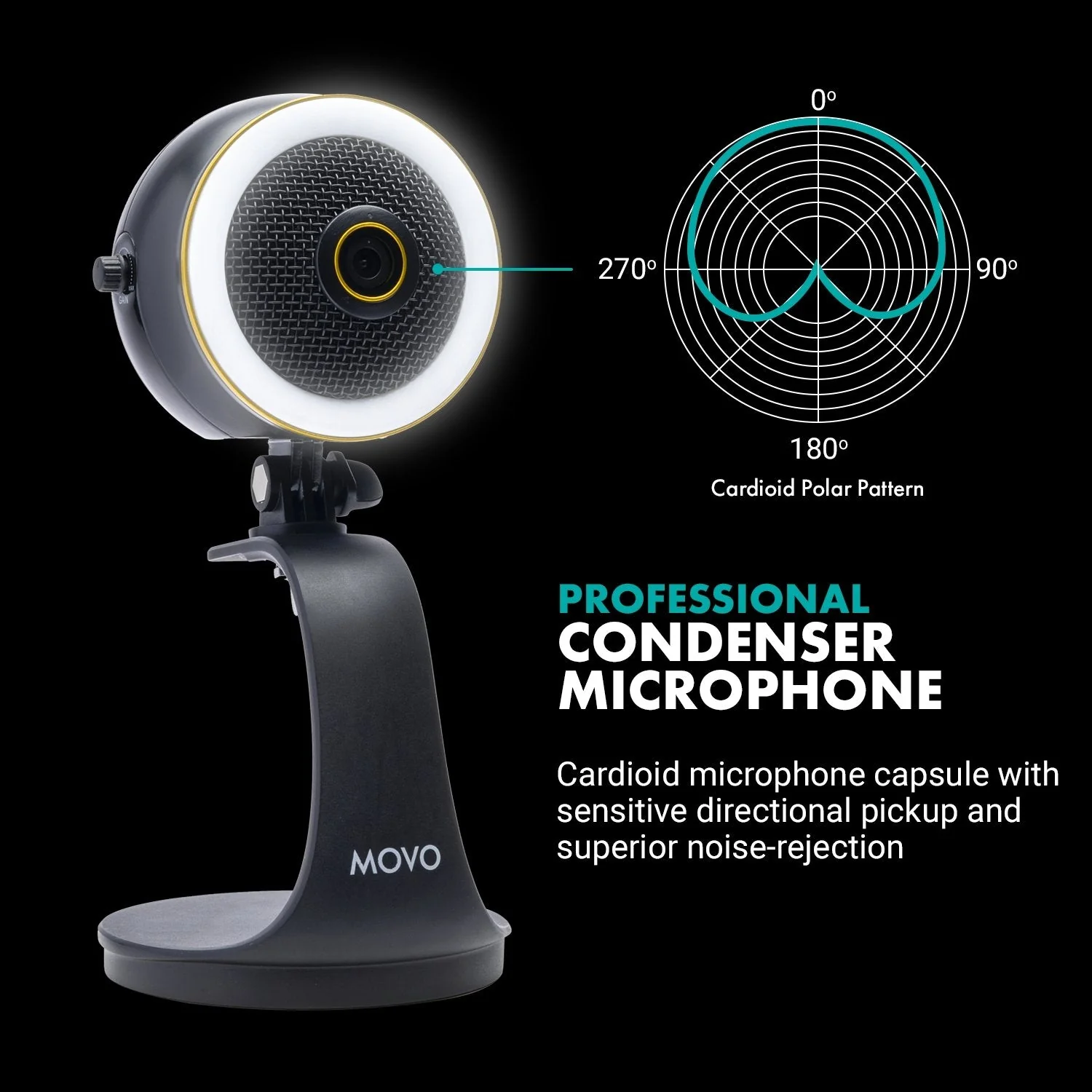 WebMic-HD-Pro | Webcam With Microphone + Ring Light | Movo - Image 5