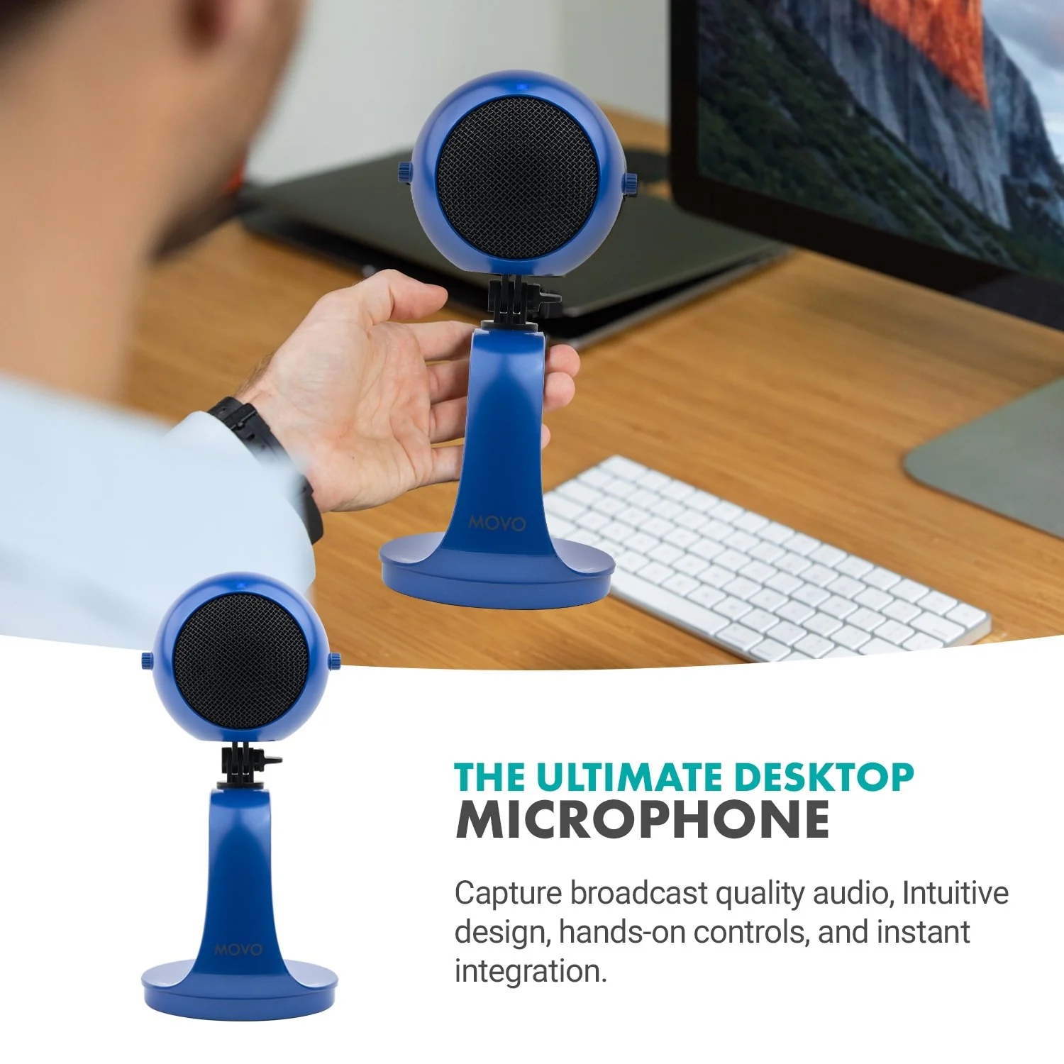 Webmic-B | USB Microphone in Royal Blue | Movo - Image 2