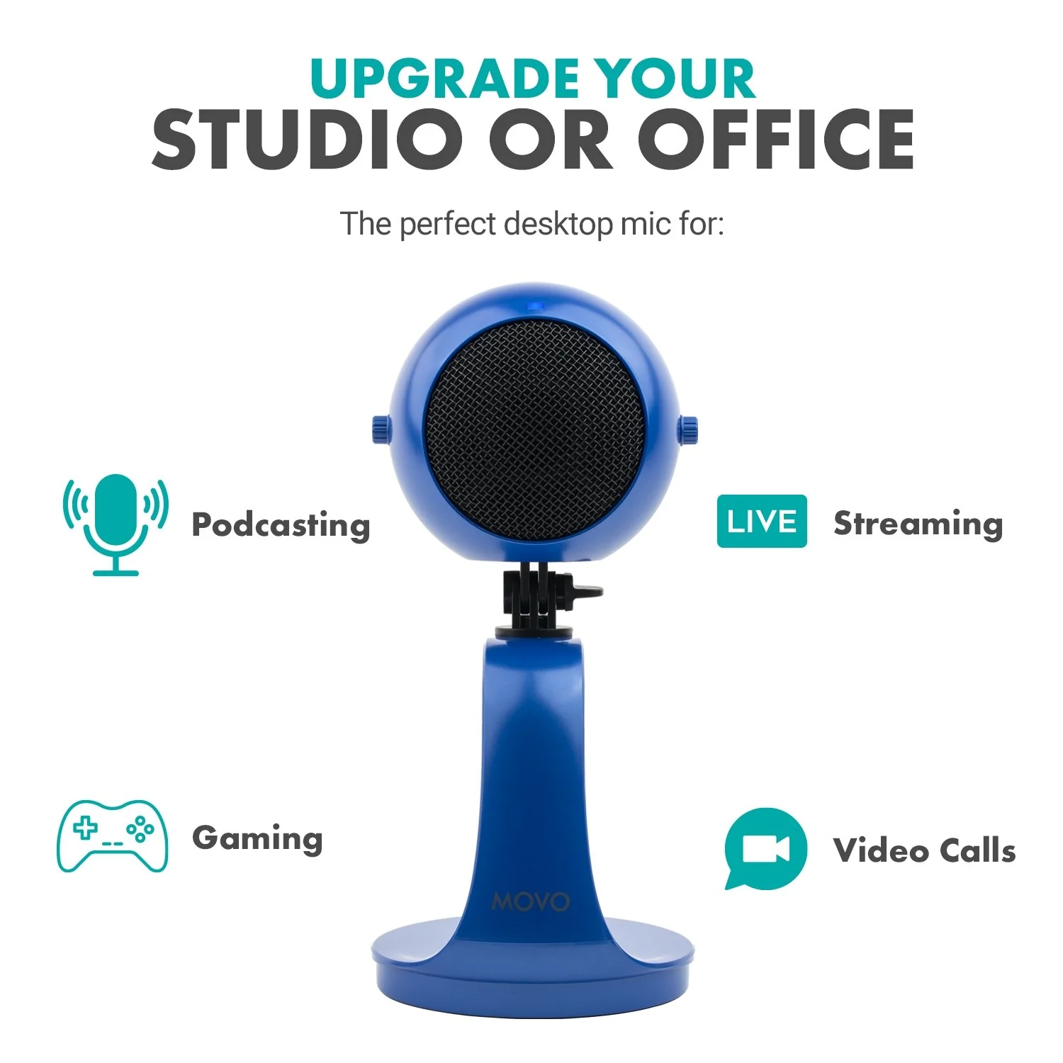 Webmic-B | USB Microphone in Royal Blue | Movo - Image 3