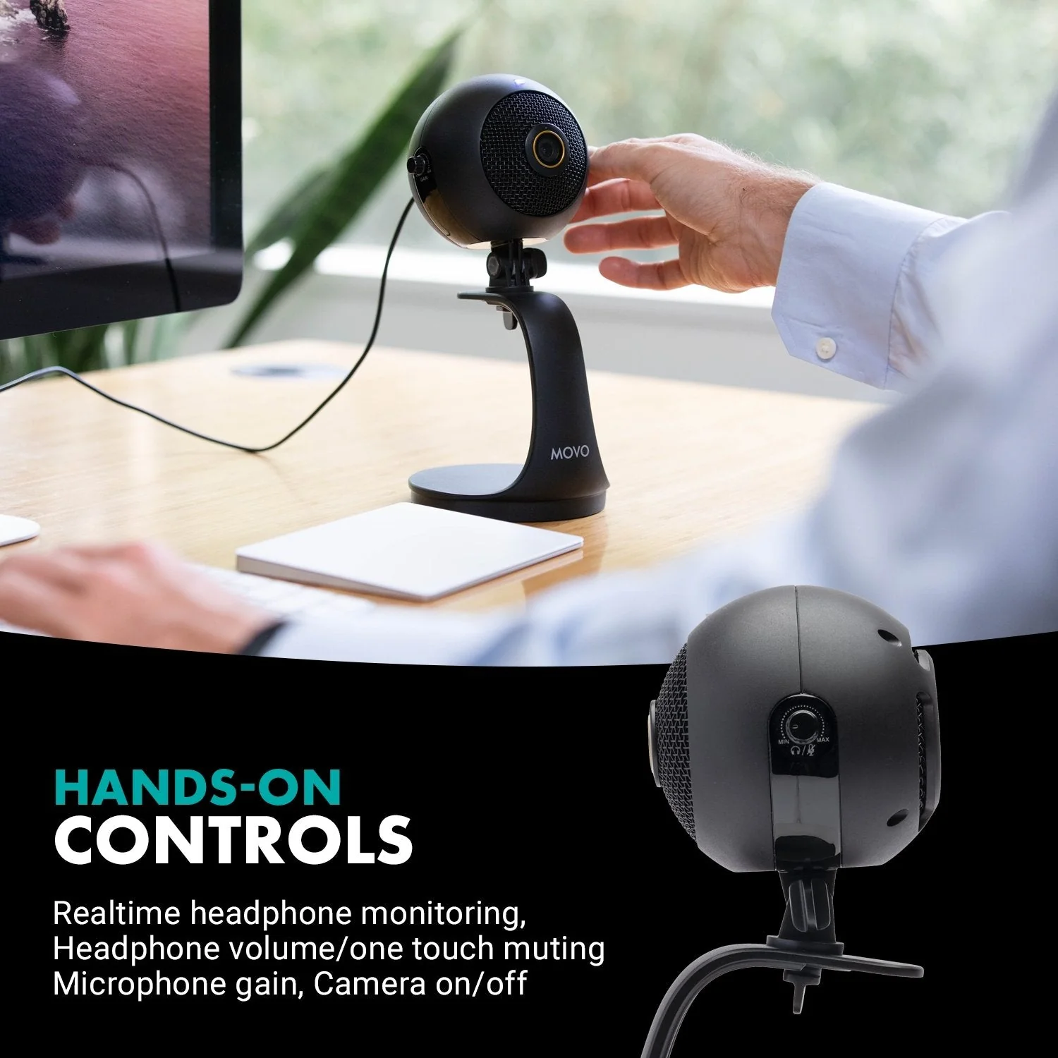 WebMic-HD | Webcam and Condenser Microphone with Desktop Stand | Movo - Image 6