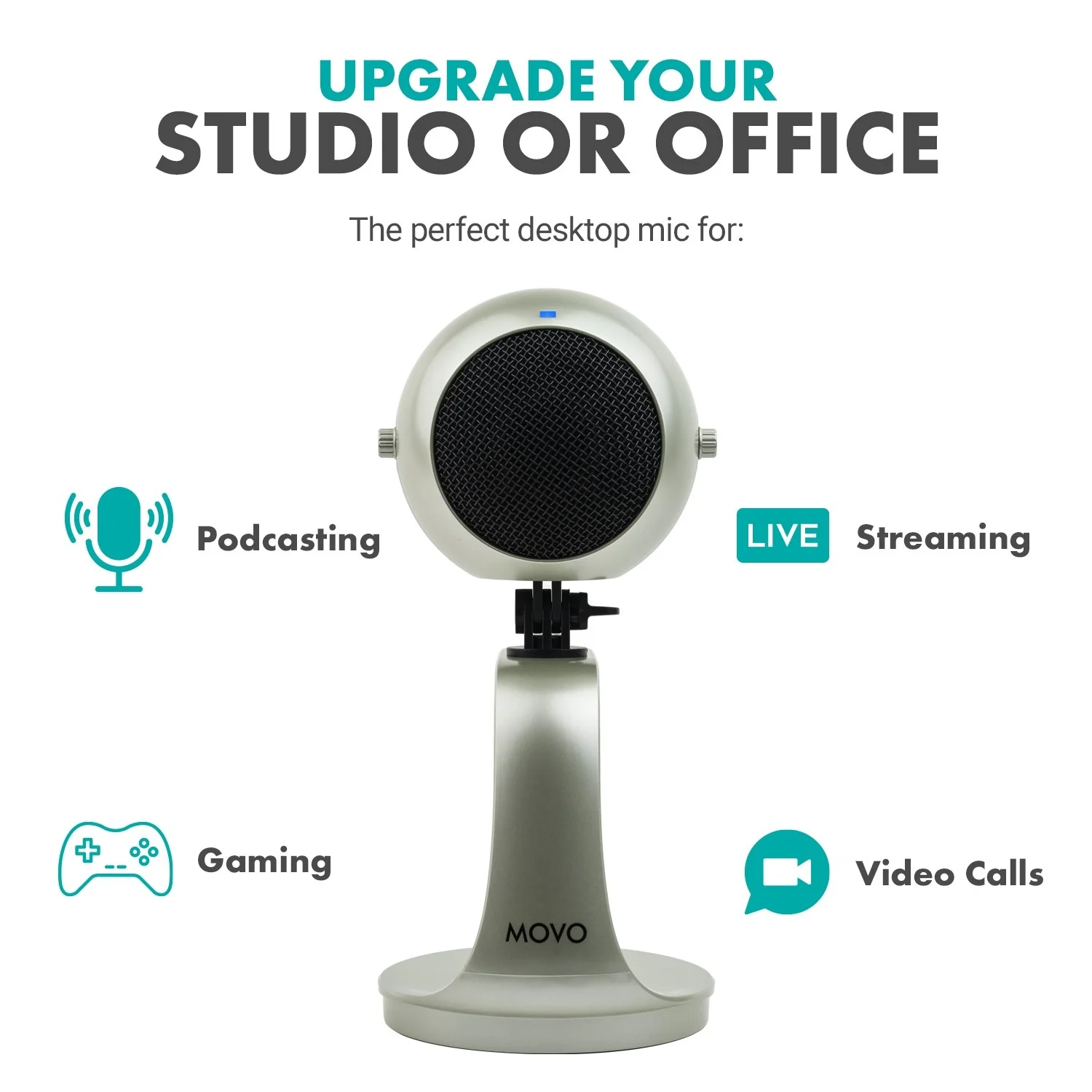 Webmic-S | USB Microphone in Silver | Movo - Image 3