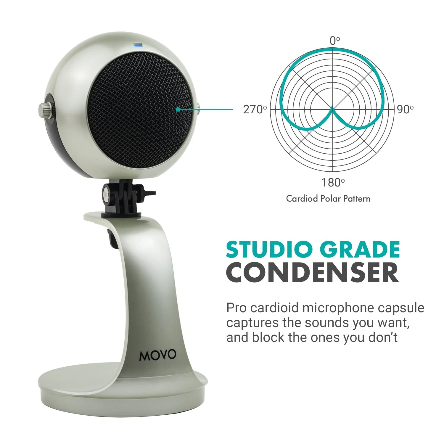 Webmic-S | USB Microphone in Silver | Movo - Image 4