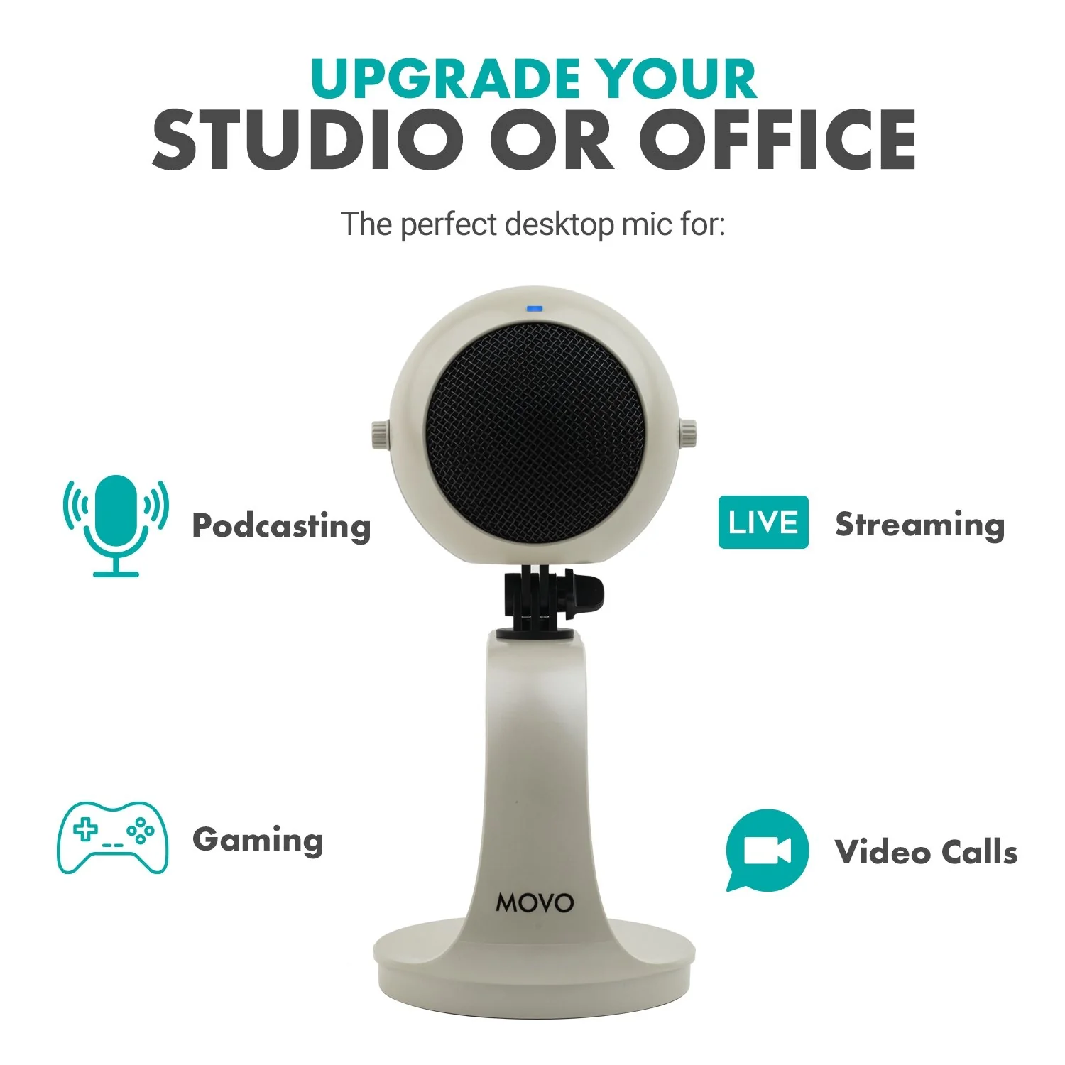 Webmic-W | USB Microphone in White | Movo - Image 3