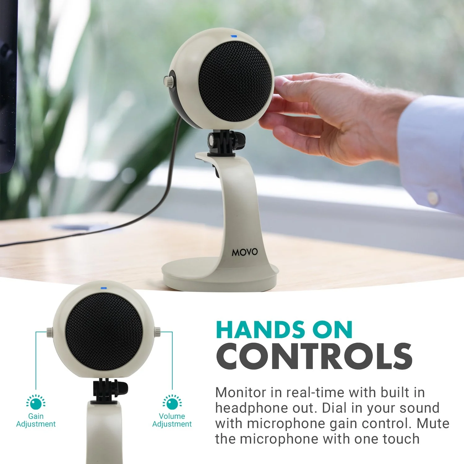 Webmic-W | USB Microphone in White | Movo - Image 4