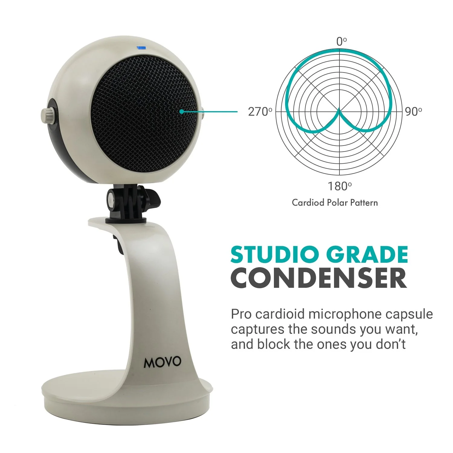 Webmic-W | USB Microphone in White | Movo - Image 5