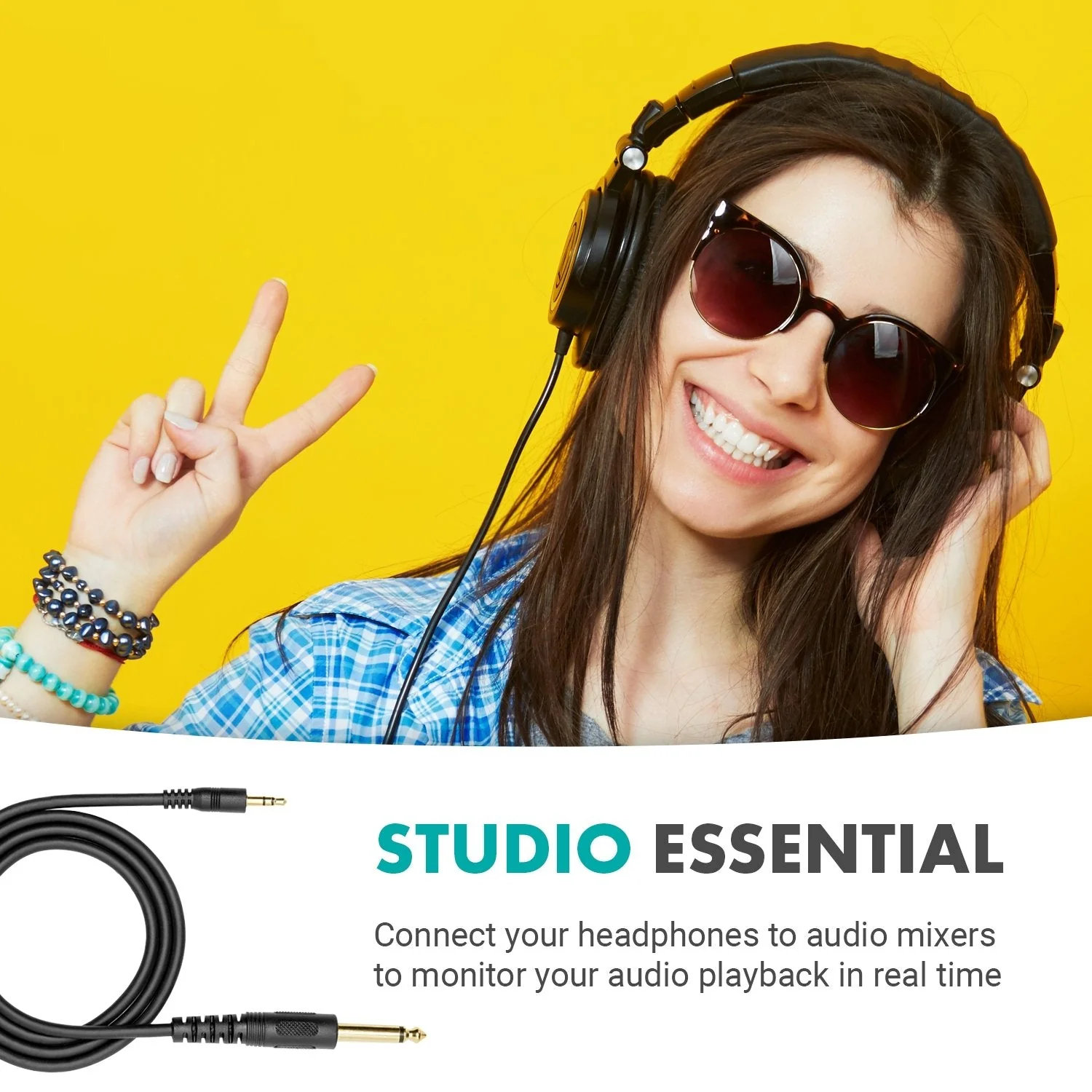 WGA-1 | 6.35mm Guitar - 3.5mm TRS Male Audio Adapter Cable | Movo - Image 3
