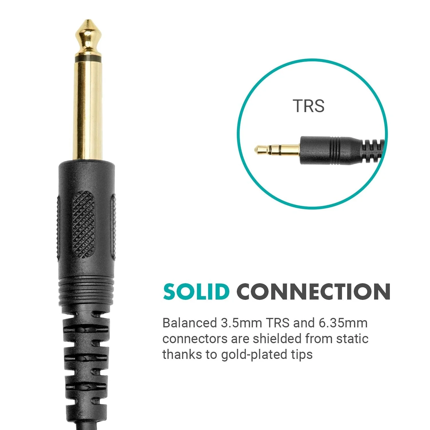 WGA-1 | 6.35mm Guitar - 3.5mm TRS Male Audio Adapter Cable | Movo - Image 7