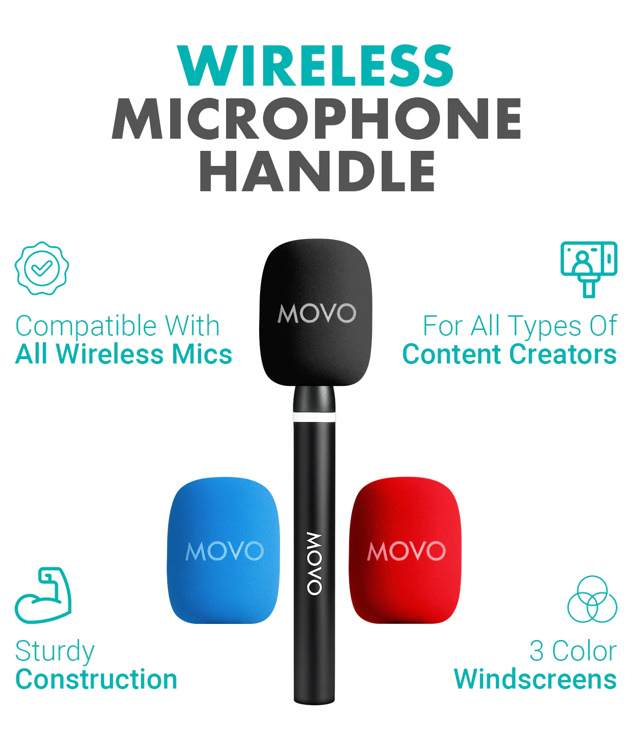 WMX-HM2 | Handheld Wireless Mic Handle | Movo - Image 2
