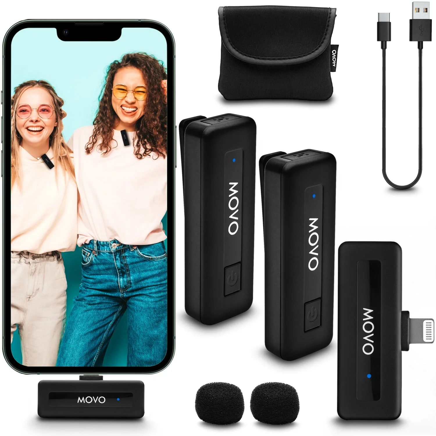Wireless Mini DI DUO | Dual Wireless Lavalier Microphone for iPhone | Movo - Image 2