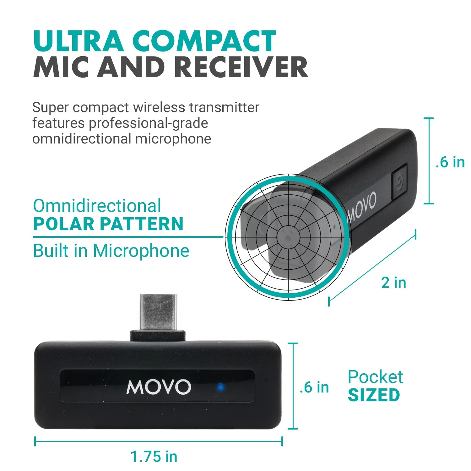 Wireless Mini UC | Wireless Lavalier Microphone System for Android | Movo - Image 3