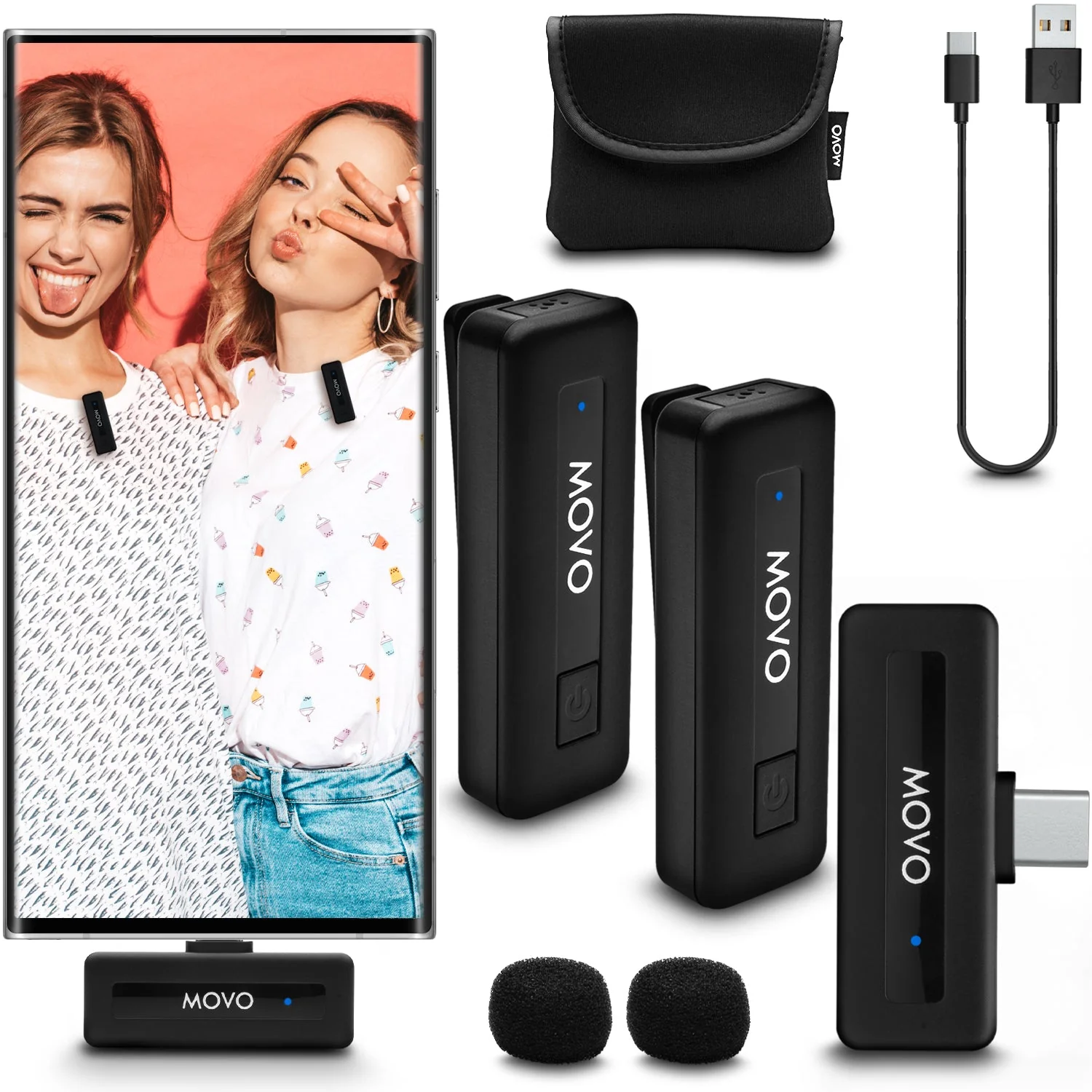 Wireless Mini UC DUO | Dual USB-C Wireless Mic for Android | Movo - Image 2