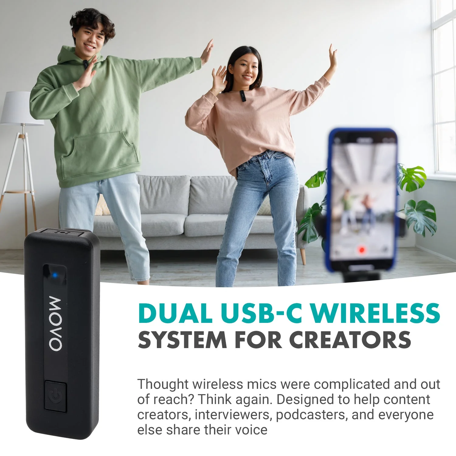 Wireless Mini UC DUO | Dual USB-C Wireless Mic for Android | Movo - Image 3
