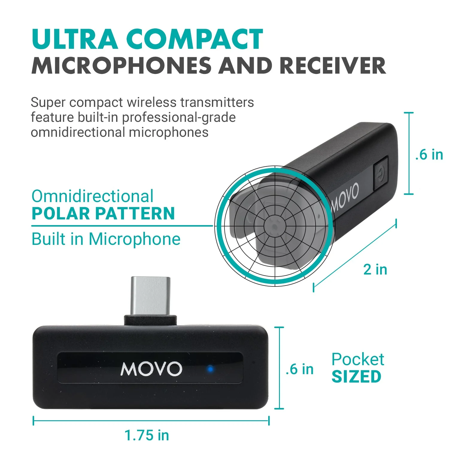 Wireless Mini UC DUO | Dual USB-C Wireless Mic for Android | Movo - Image 4