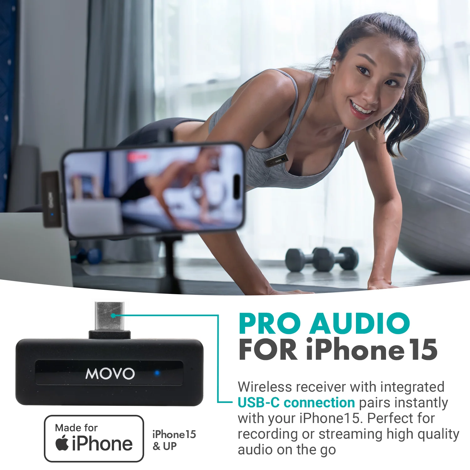 Wireless Mini UC DUO-IP | Dual USB-C Wireless Mic for iPhone 15 | Movo - Image 4