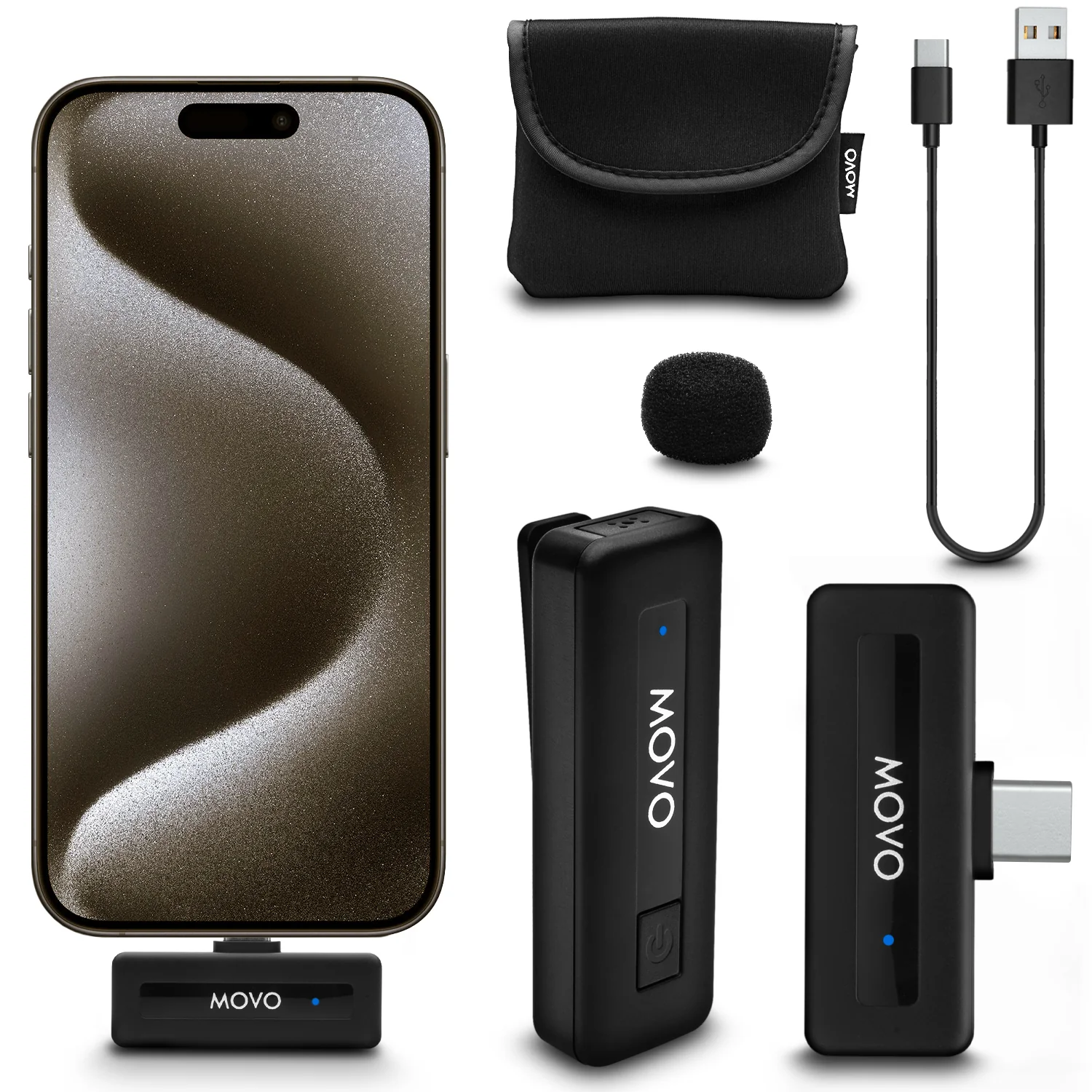 Wireless Mini UC-IP | Wireless Lavalier Microphone System for iPhone 15 | Movo